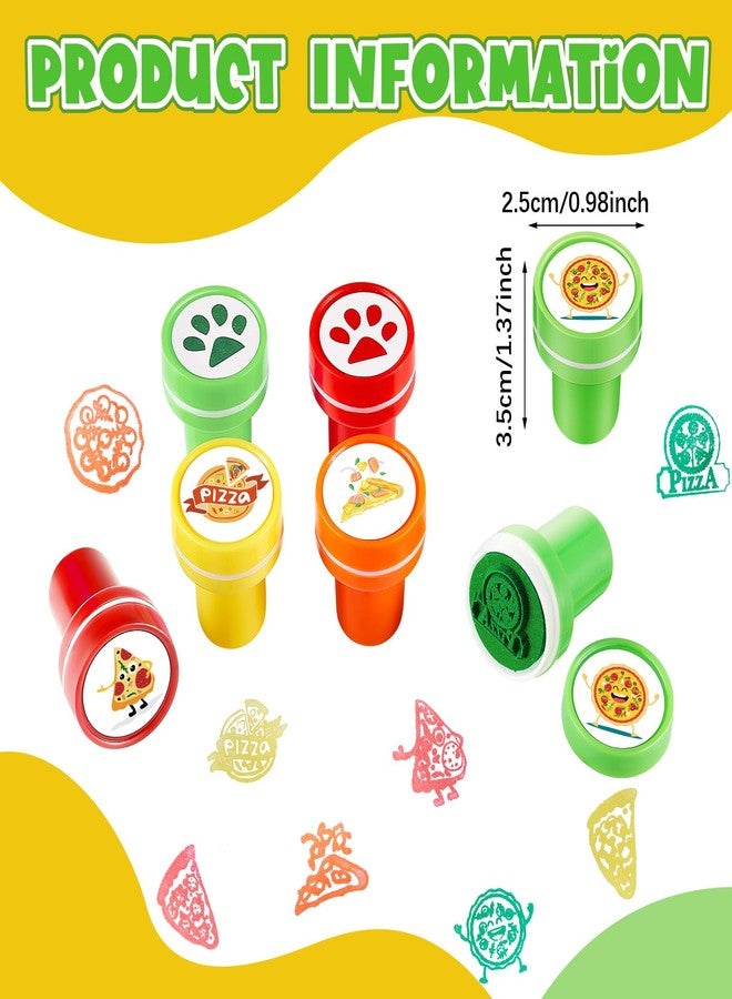 Feifeiya 24 Pcs Pizza Stamps for Kids Pizza Party Favors Cute Fast Food Fun Assorted Stamps Self Inking Stampers for Kids Carnival Holiday Birthday Favor School Student Prizes Rewards Gifts, 8 Styles - Image 2
